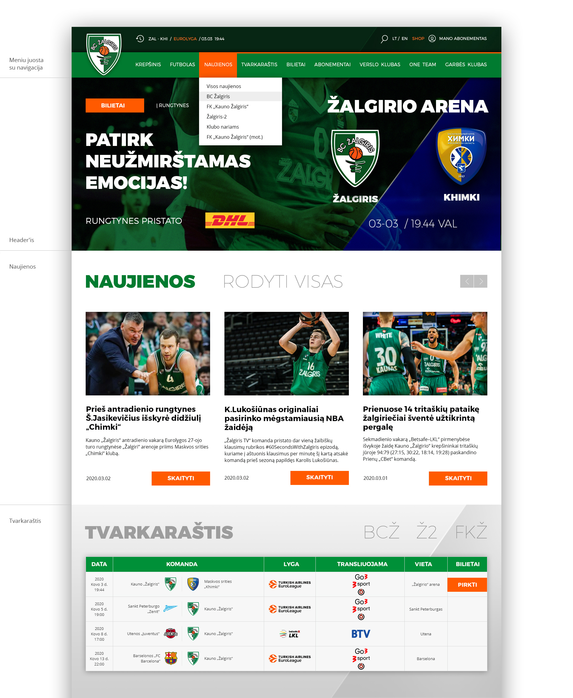 BC Žalgiris internetinio tinklapio konceptas 5 /Logobou Design 9